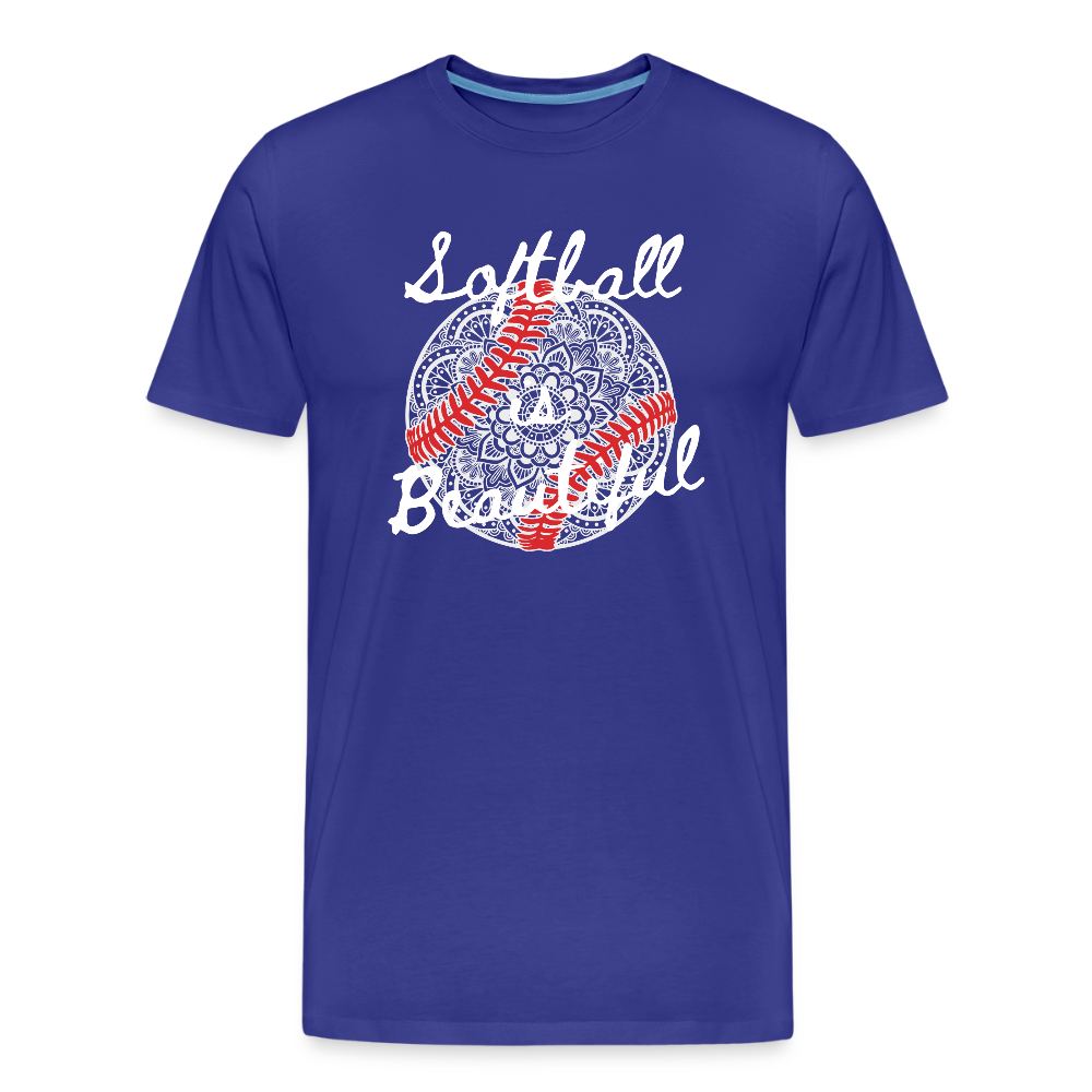 Softball Is Beautiful His or Her Premium Organic T-Shirt - royal blue