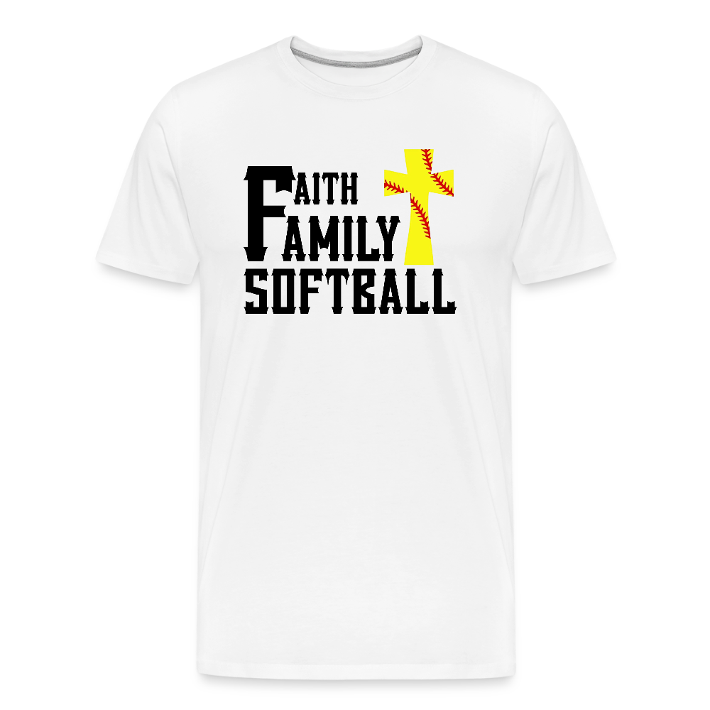 ATS Faith Family Softball - Men’s Premium Organic T-Shirt - white
