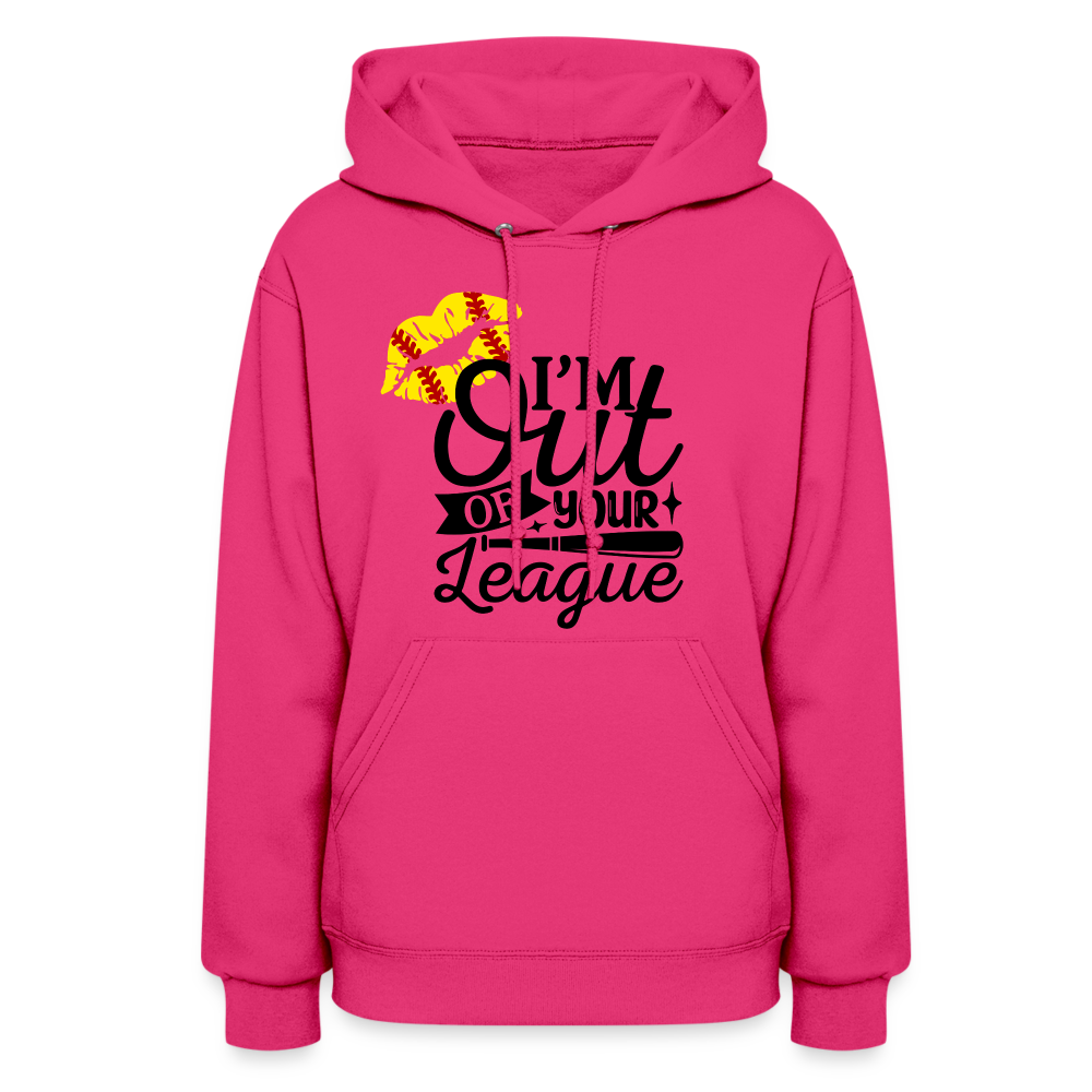 Out Of Your League Softball Kiss Women's Hoodie - fuchsia