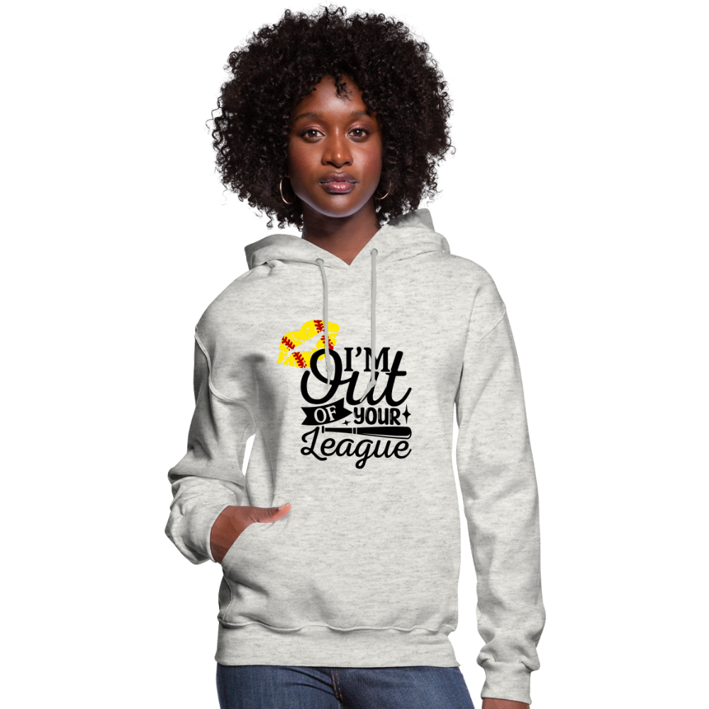 Out Of Your League Softball Kiss Women's Hoodie - heather oatmeal