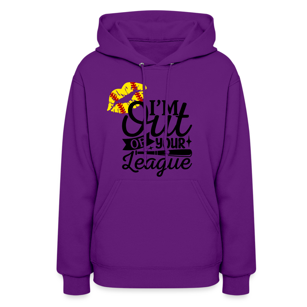 Out Of Your League Softball Kiss Women's Hoodie - purple