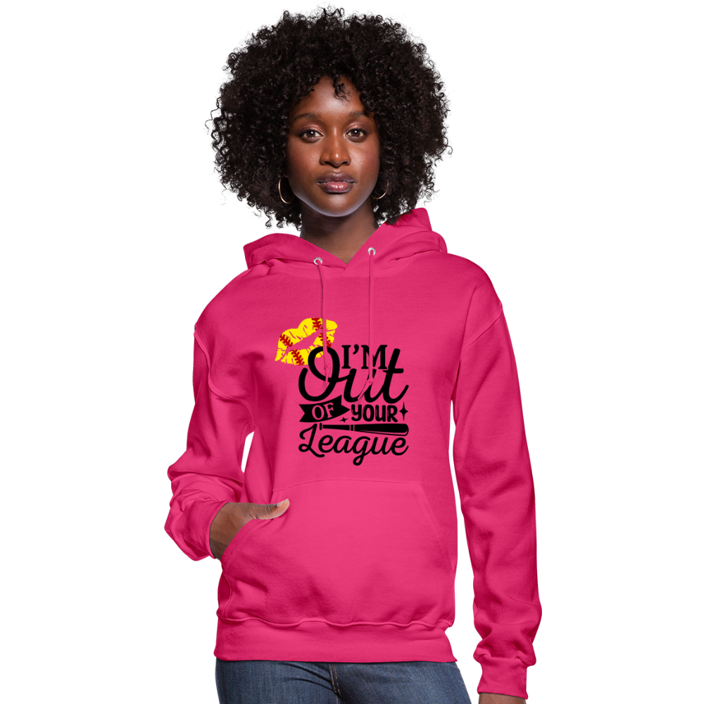 Out Of Your League Softball Kiss Women's Hoodie - fuchsia