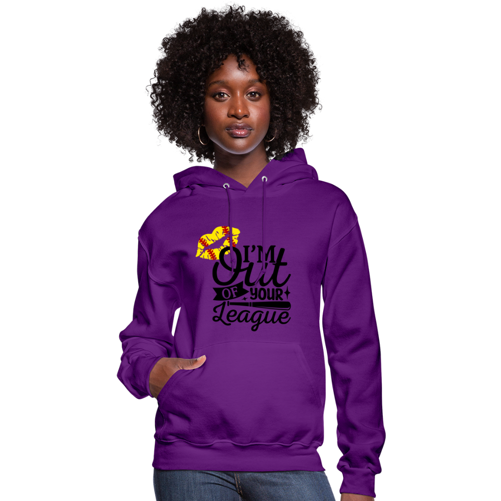 Out Of Your League Softball Kiss Women's Hoodie - purple